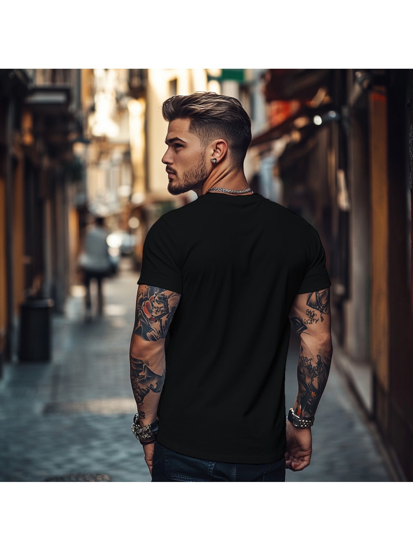 Men'S Brown T-Shirt with ECG Heartbeat Graphic - Casual Streetwear, Short Sleeve, Round Neck, Stretch Fabric, All-Season Comfort, Casual Streetwear Tee Round Neck Tshirt Comfortable Fit