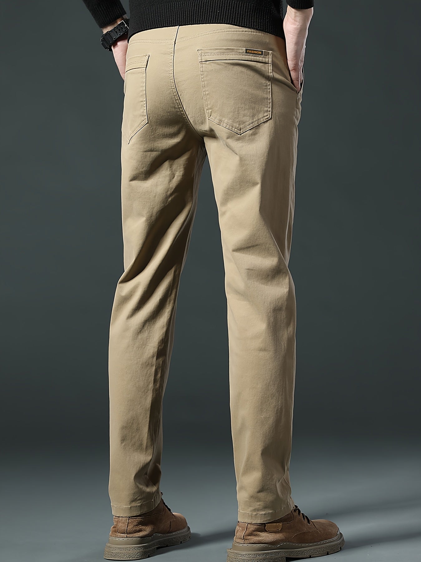 Men's Slim Fit Cotton Stretch Straight-Leg Pants for Spring & Fall