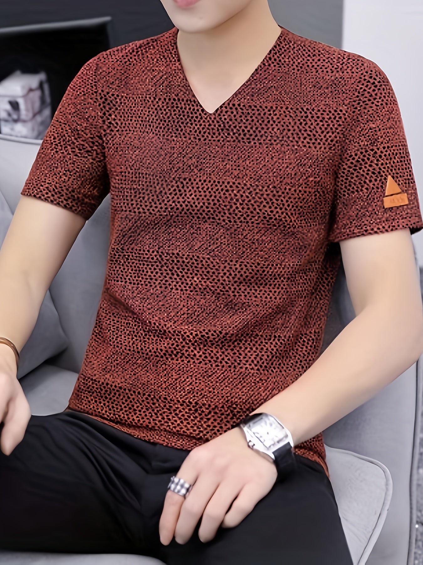 Men's Short-Sleeve T-Shirt Summer Hollow-Out Cool High-End Half Sleeve Breathable Non-See-Through