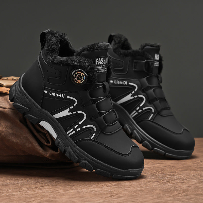 ZQBOBING Men'S Winter Hiking Boots - Slip-Resistant Traction, All-Season Outdoor Trekking Shoes with Cushioned EVA Insole - Lightweight Ankle Support for Mountain Climbing, Snowshoeing, Everyday - Brown/Black Accent - Lace-Up
