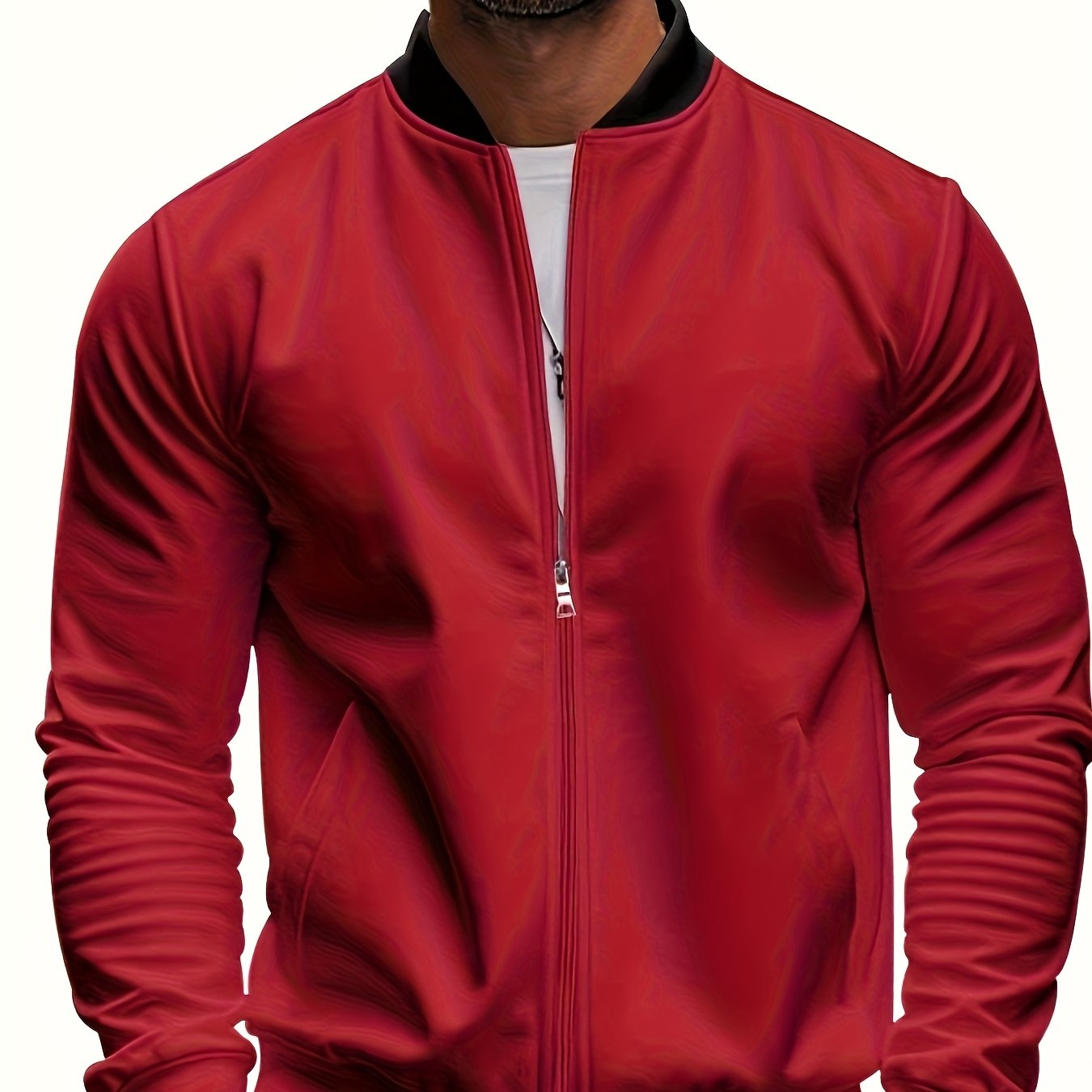 Men's Lightweight Stand Collar Jacket - Olive Green Softshell Zipper Jacket with Pockets, Regular Fit for Spring/Fall Hiking & Casual Outdoor Wear, Hiking Accessories