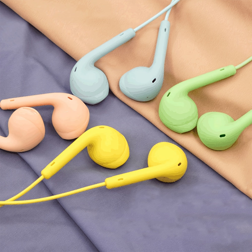 Anime-Inspired Wired Earphones with Microphone, 3.5mm Jack, Noise Isolating, Volume Control, Tangle-Free Cable, Plastic Semi-Open-Back Design, Compatible with Cellphones, Ideal for Running - Multiple Colors