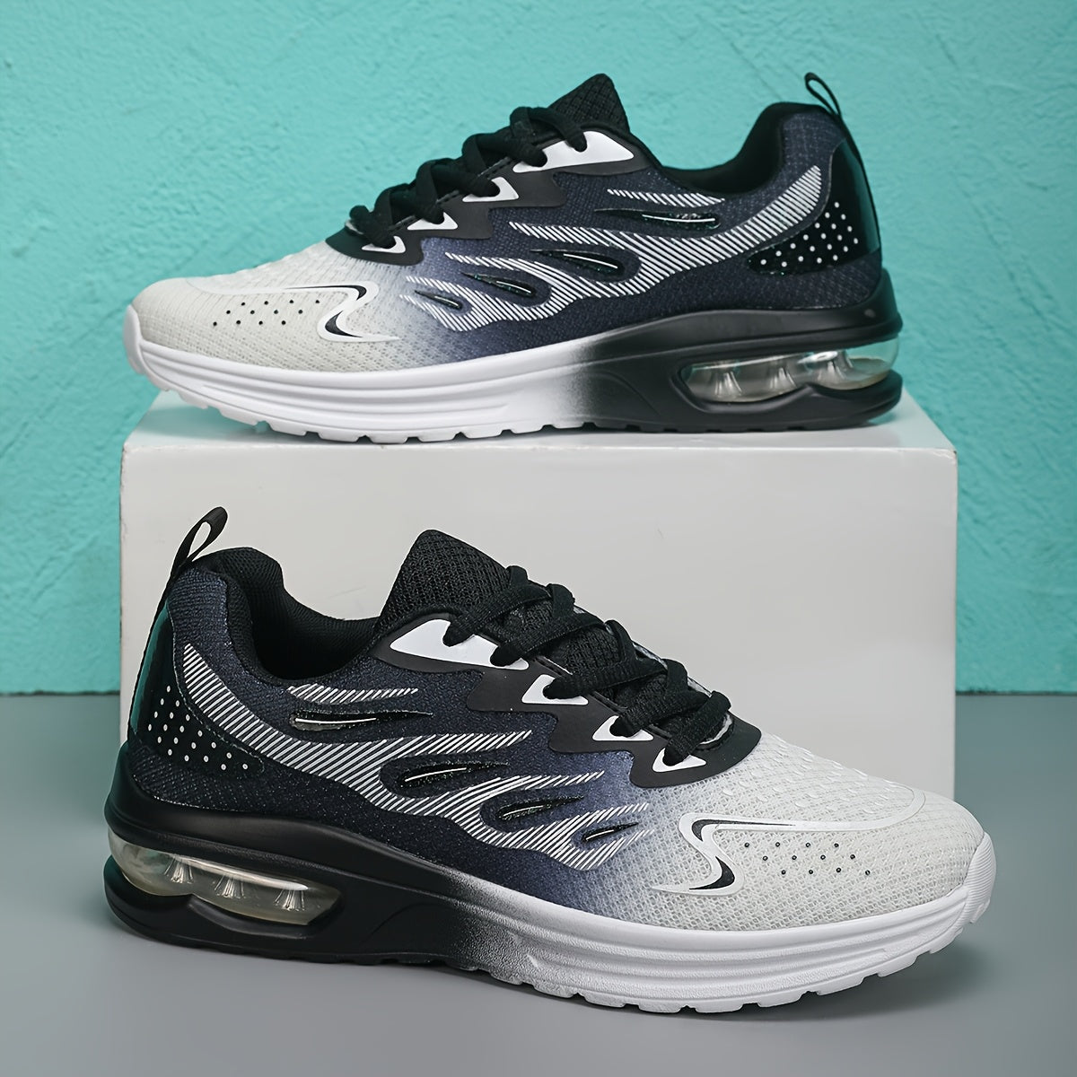 Women'S Breathable Mesh Running Shoes with Air Cushion - Lightweight Casual Sneakers, Camouflage Print, Lace-Up Low Tops for All-Season Comfort, White Navy Design, Ladies Sneakers, Comfortable Footwear, Stylish Sneakers, Cu