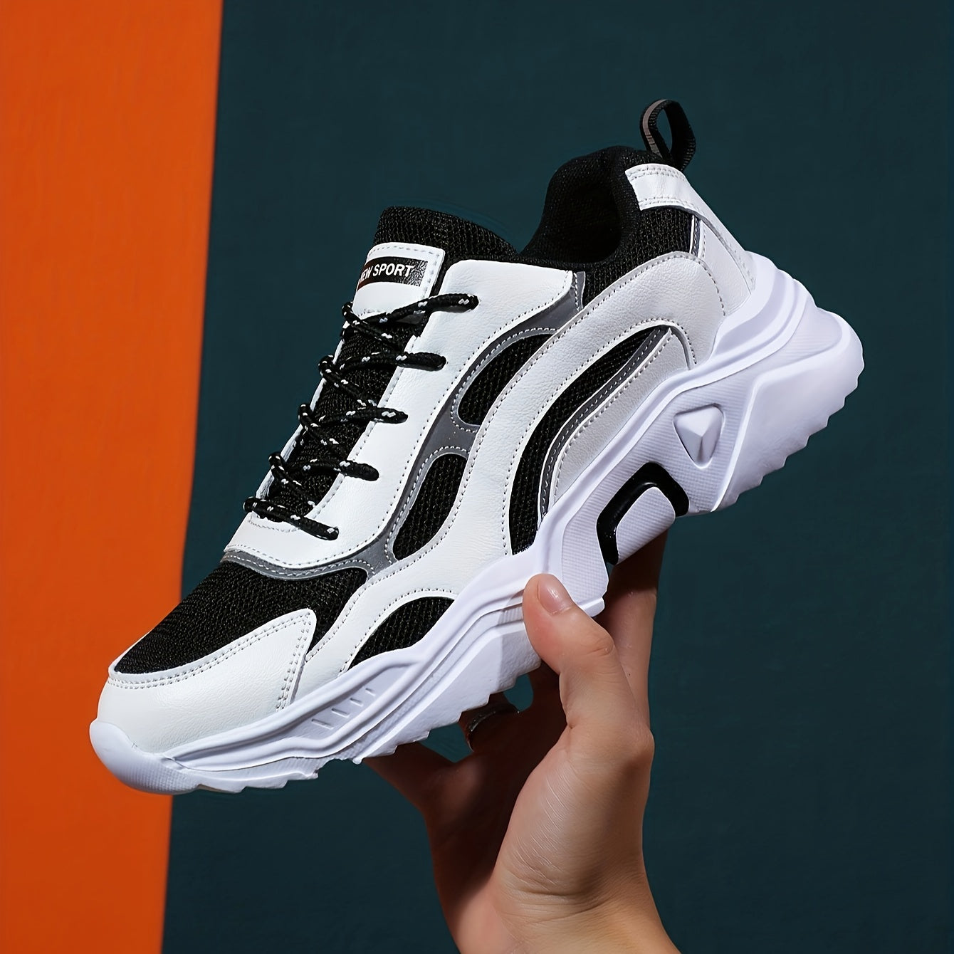 Women's Fashionable Platform Chunky Sneakers, Lace Up Breathable Running Shoes, Thick Bottom Outdoor Casual Dad Shoes