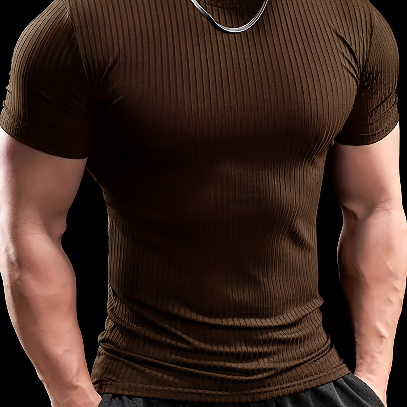 Men's Stretch Fit Short Sleeve T-Shirt - Breathable, Comfortable Polyester Blend, Solid Blue, Crew Neck, Casual Sporty Style for Spring/Summer