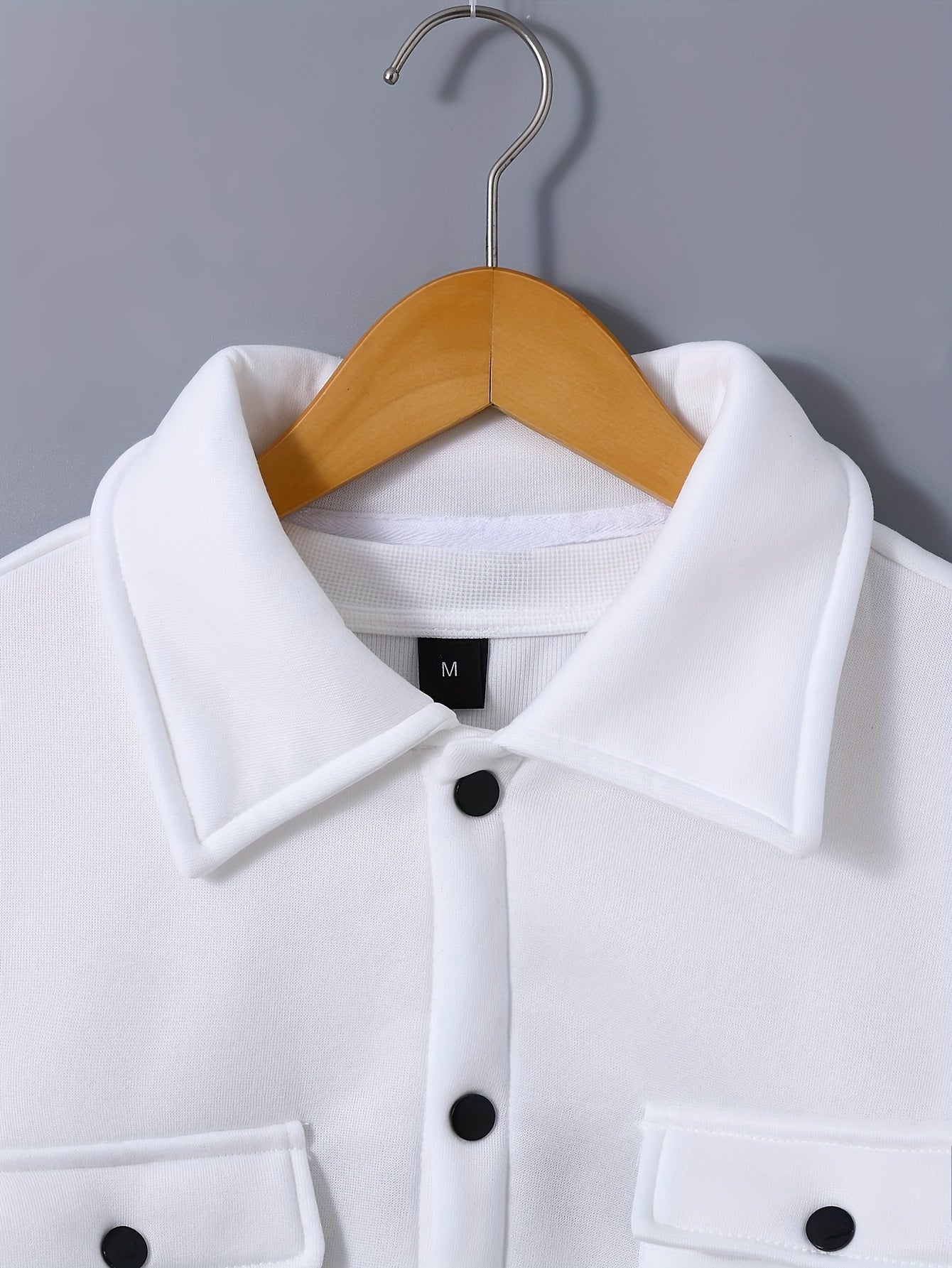 1set Men'S Casual Solid Color Polyester Outfit - Long Sleeve Button-Down Lapel Collar Jacket with Pockets and Drawstring Long Pants Set for Fall/Winter