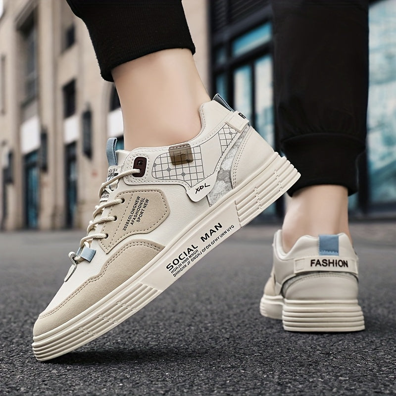 Men's Stylish Athletic Sneakers - Durable, Non-Slip, Thick Sole for Height Boost Shock Absorption, Casual Campus Trend, Versatile Lace-Up Design