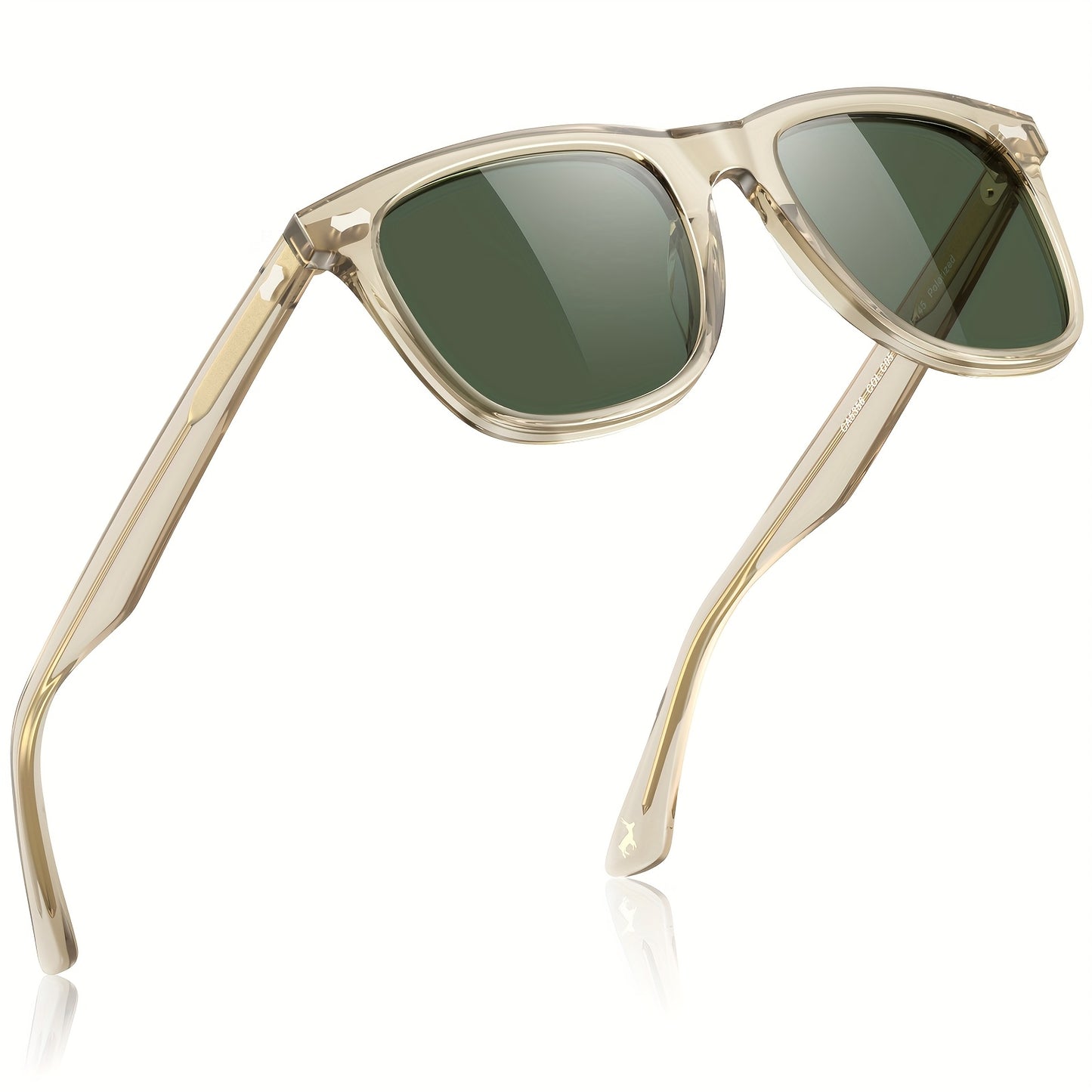 CARFIA Square Polarized Glasses For Men UV400 Protection Retro Acetate Italian Hand-crafted Driving Shades