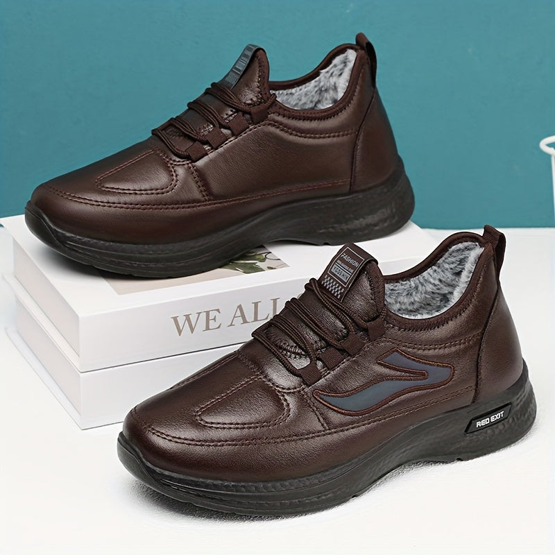 New Winter Men's Versatile Casual Sports Shoes with Fleece Lining, Warm and Comfortable Soft Sole Sneakers