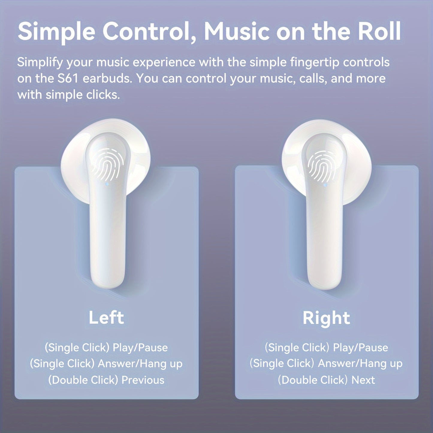 Wireless Earbuds Headphones, 40H Playtime Stereo Ear Buds, LED Power Display Cordless In-Ear Earphones with Microphone for iOS Andriod Cell Phone Sports