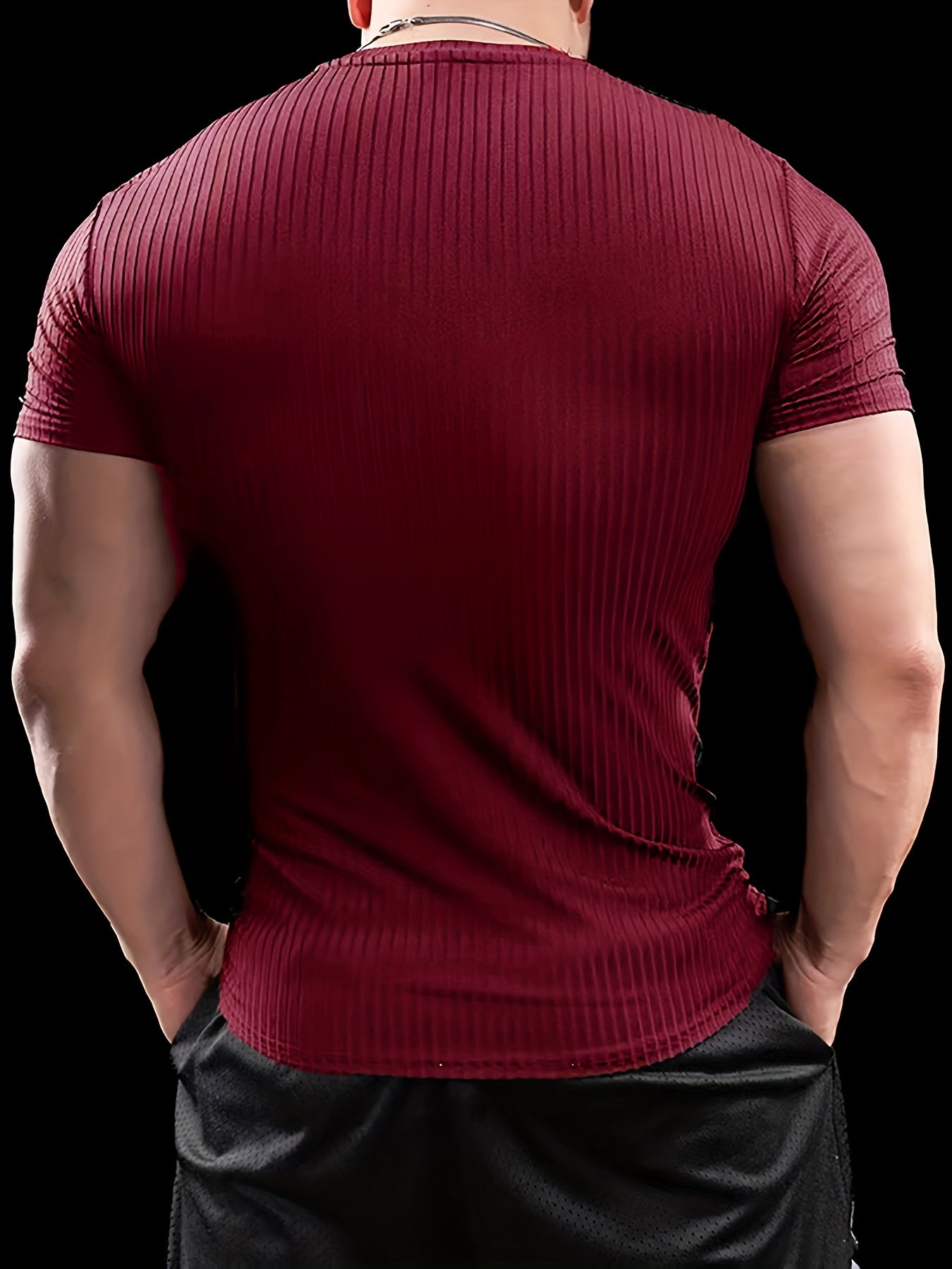 Men's Stretch Fit Short Sleeve T-Shirt - Breathable, Comfortable Polyester Blend, Solid Blue, Crew Neck, Casual Sporty Style for Spring/Summer