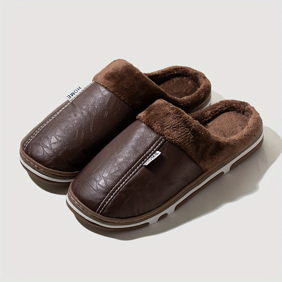 PU Slip-On Indoor Slippers for Men and Women with Thick Sole