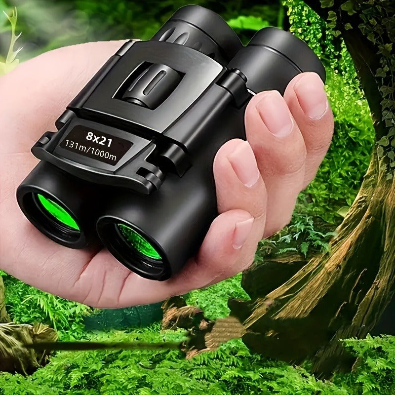 Powerful 8x21 Long Range Binoculars with HD Zoom, Portable Folding Design for Outdoor Tourism & Camping - Black, High-Definition Optics, Ergonomic Grip, Compact & Lightweight for Hiking, Bird Watching, Nature Observation, Bin