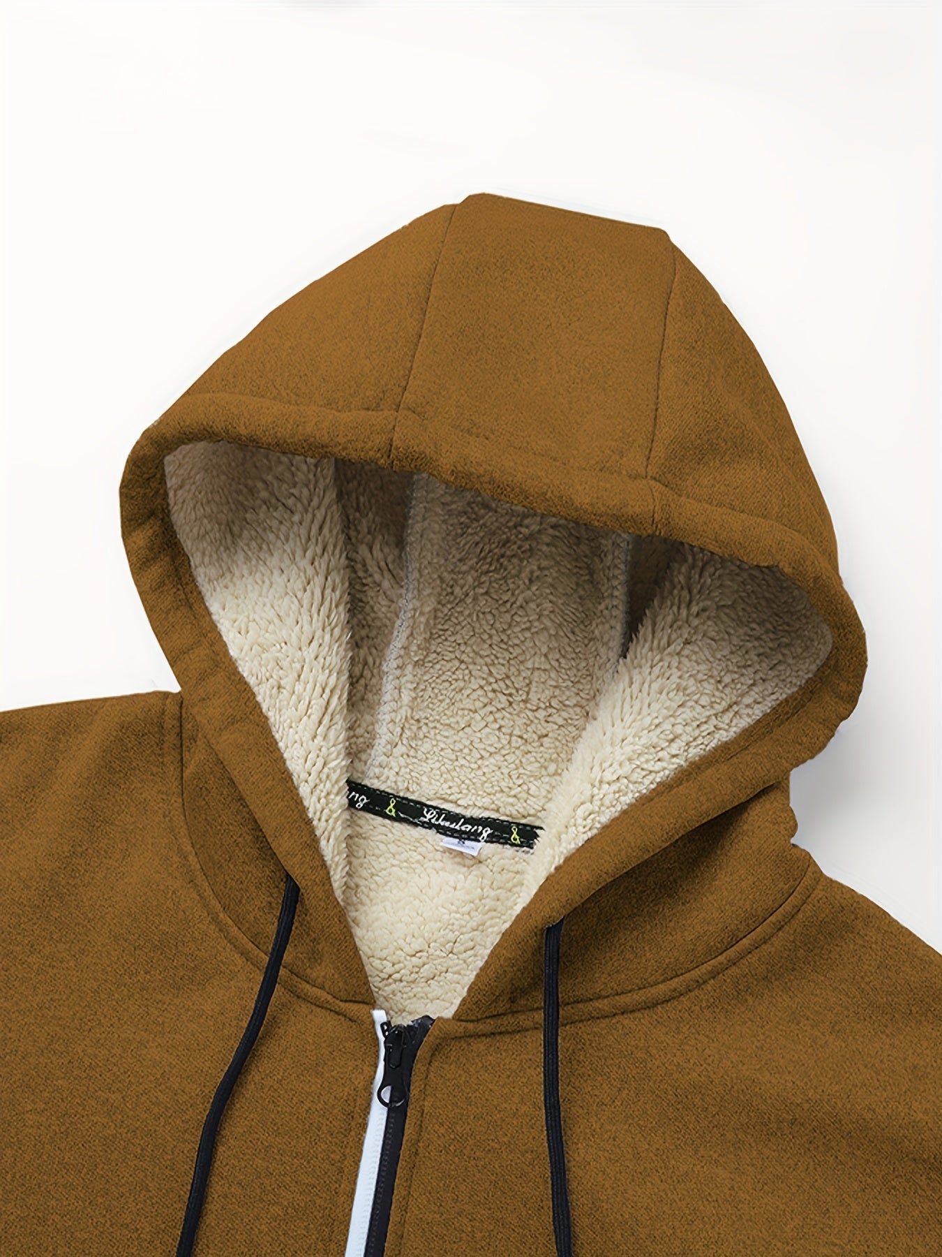 1pc Men'S Casual Style Hooded Jacket, Thick Fleece Lined, Warm