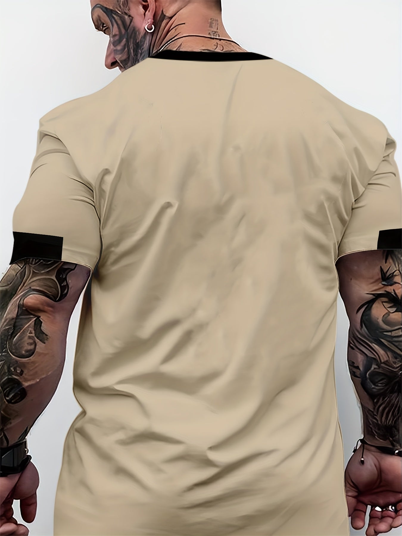 Men'S Paris Graphic T-Shirt - Green Polyester Crew Neck Tee with White Stripes Print - Casual Sporty Knit Top for Casual Attire, Breathable Fabric