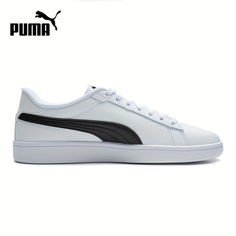 PUMA Unisex Low-Top Casual Sneakers - White Black Contrast Design, Breathable PU Upper Rubber Sole, Lace-Up Comfort Shoes for Men Women, Sleek Sporty Design, Fabric Interior Lining, Durable Rubber Sole