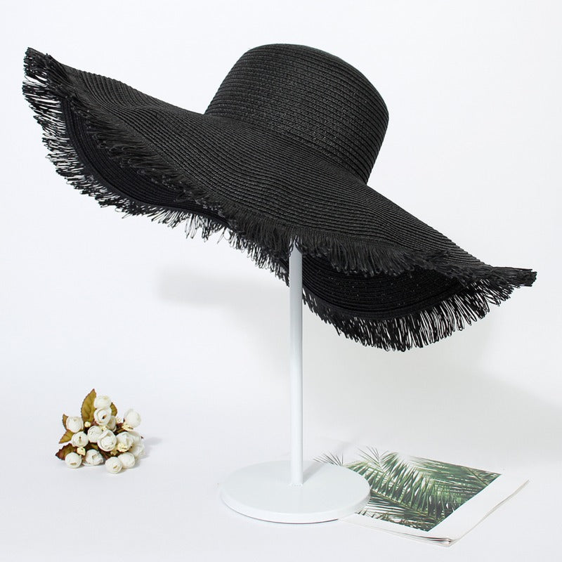 Women's Wide-Brim Straw Sun Hat Lightweight Foldable Beach Hat