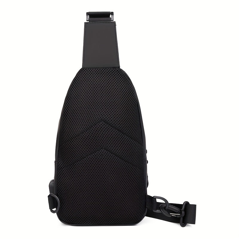 1pc CHATEK KAIAO Large Capacity PU Leather Sling Bag - Stylish Multi-Compartment Chest Bag for Travel, Business School, Black, 36.2cm x 17cm x 8cm, Travel Shoulder Bag Modern Sling Bag Durable Zipper Closure