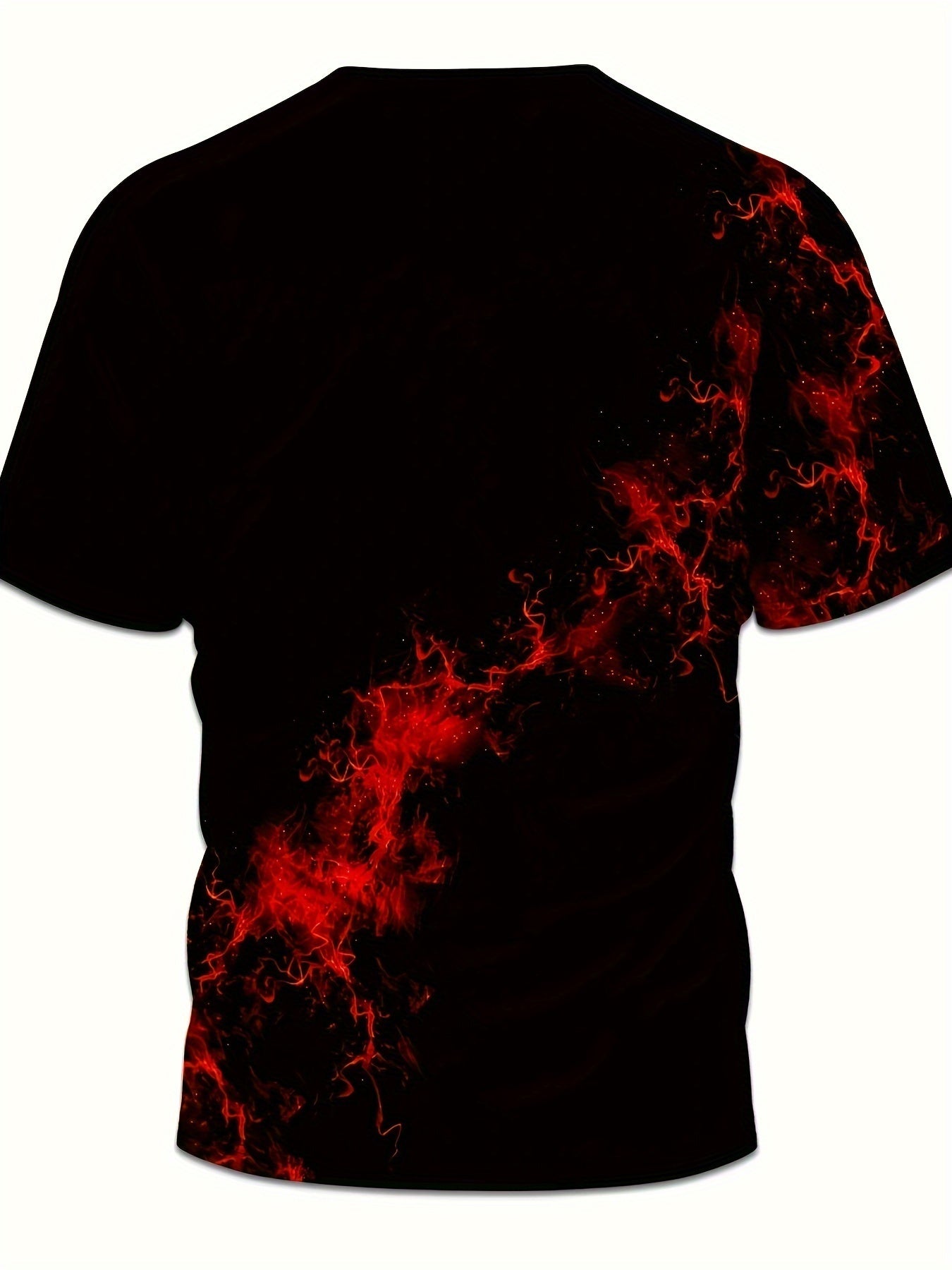 Men'S 3D Print Red Black Flame Graphic T-Shirt - Casual Short Sleeve Crew Neck Tee with Mesh Fabric, All-Season Outdoor Shirt for Adults, Everyday Tshirt Bold Graphic Tee Mesh Fabric Shirt