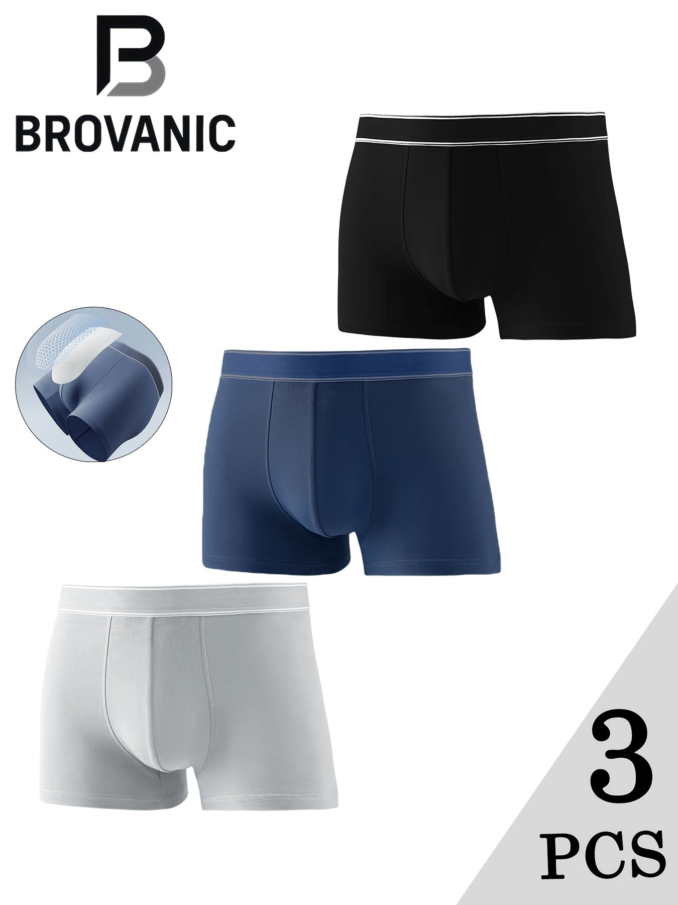 Men's Cotton Boxer Briefs 3-Pack - Comfortable & Breathable
