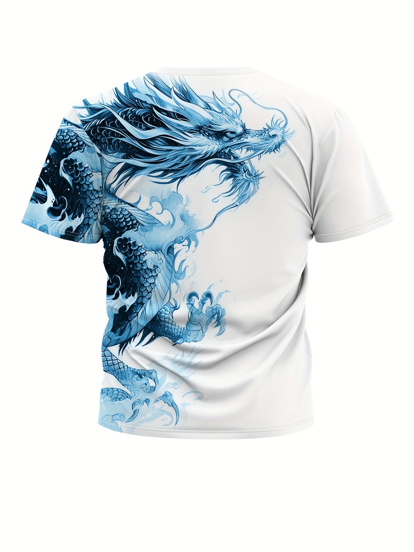 Men's Bold Dragon Graphic Tee - Short Sleeve, Crew Neck, Polyester Blend - Perfect for Summer Outings Casual Wear
