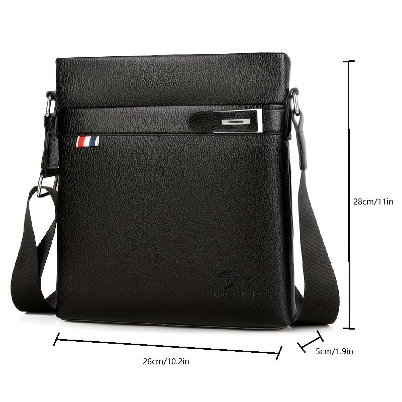 Men'S Stylish Black Crossbody Bag with Adjustable Strap, Multiple Compartments Zipper Closure - Lightweight for Daily Commute, Travel, and Work Trips, Travel Bag, Versatile Shoulder Bag, Textured Finish