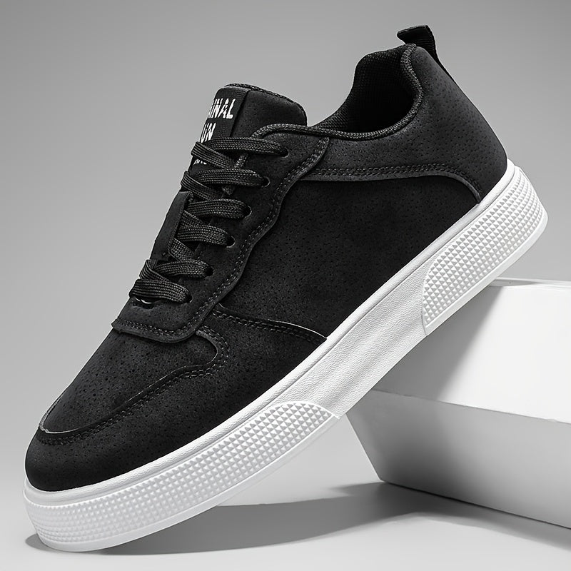 1 Pair MAINALUN Men'S Skateboarding Sneakers - Low-Top Lace-Up Casual Shoes with Thick PVC Sole, Breathable Fabric Lining Durable Synthetic Upper for Daily Wear, Outdoor, Travel, Parties - Green/Black/Khaki, Skateboarding S