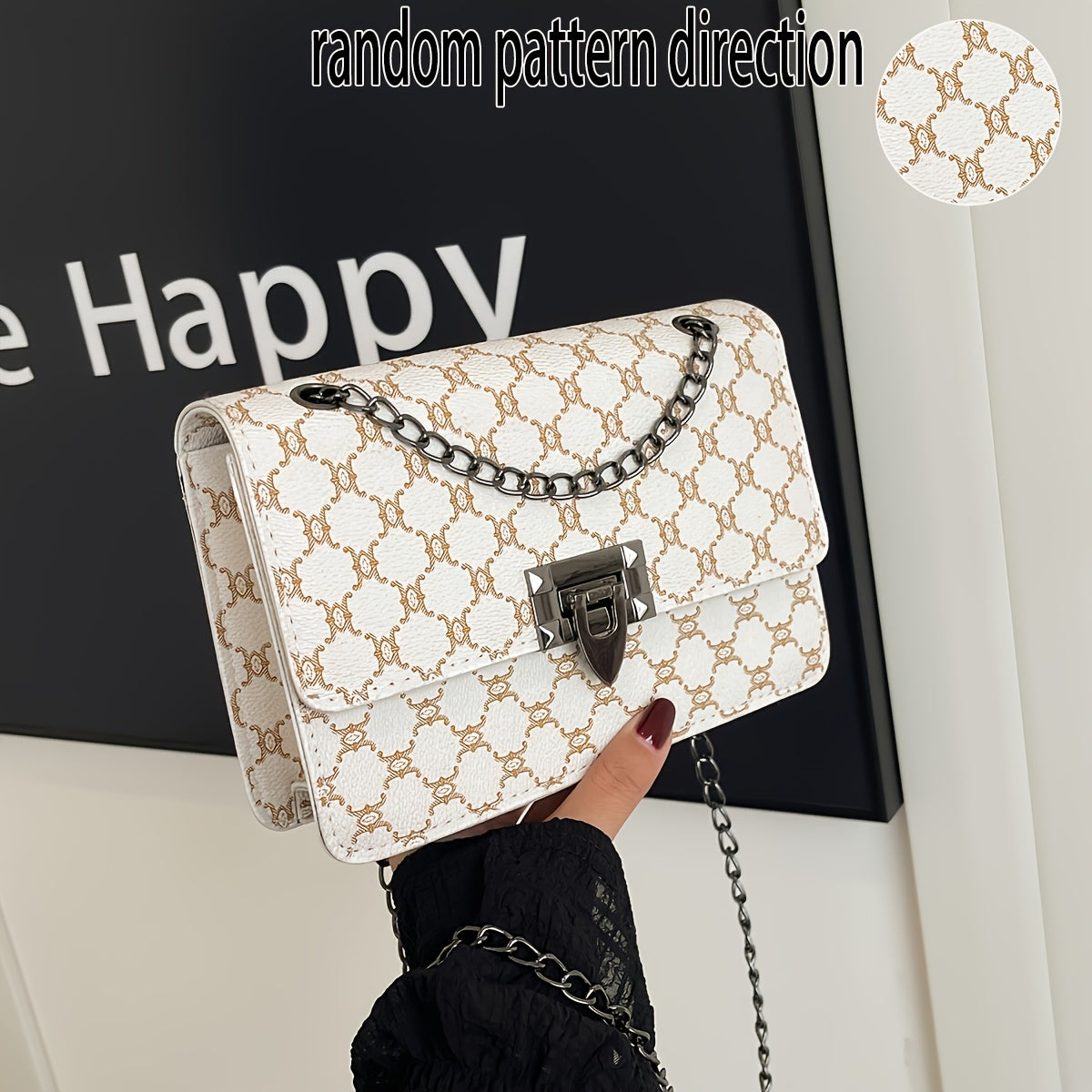 Women'S Fashion Large-Capacity Shoulder Bag | Crossbody Chain Bag for Middle-Aged Women, Faux Leather, Geometric Pattern, Multiple Colors, Buckle Closure | Care Instructions: Do not wash, Paint: Yes, Lining: Faux Leather