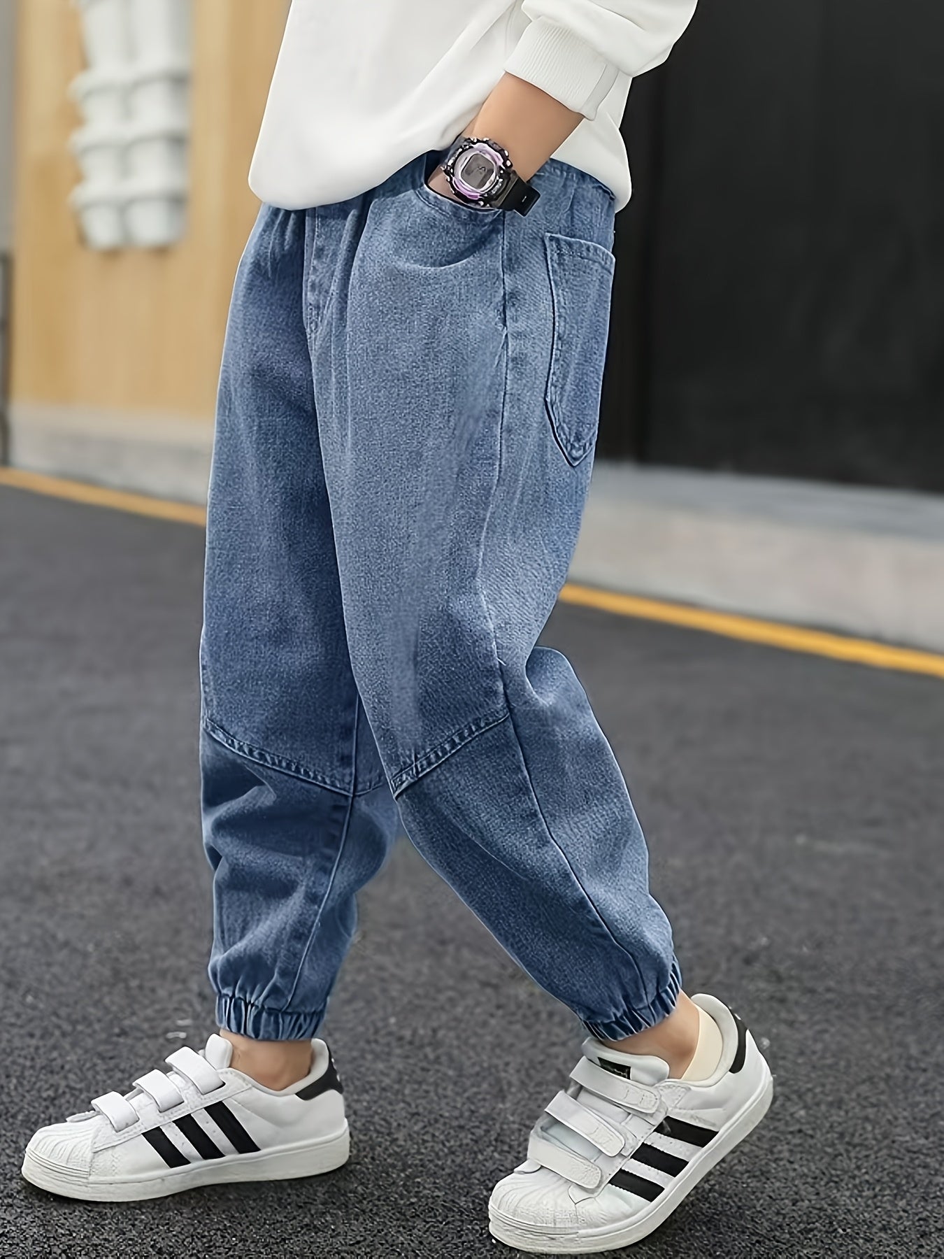 Boys' Casual Ribbed Jogger Pants for Spring and Fall