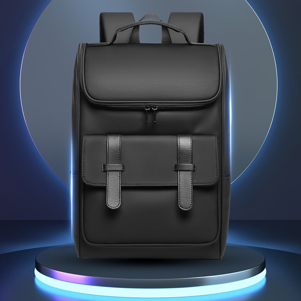Men'S Stylish Large Capacity Commuter Backpack - Black Oxford Fabric, Durable with Multiple Compartments and Adjustable Straps, Ideal for Office, Student, University, School, Travel, Commute, Travel Backpack Casual Style Ba