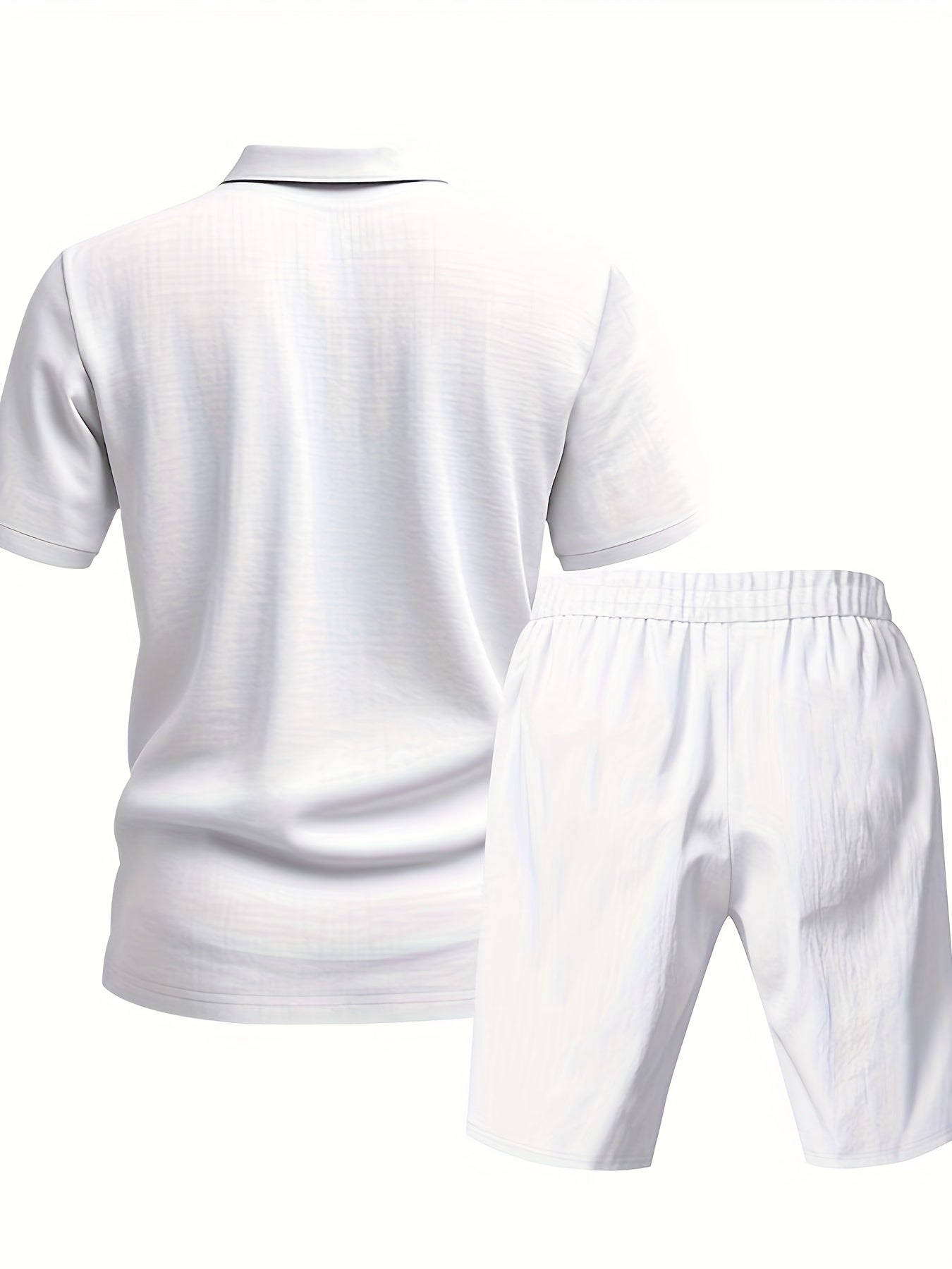 Essential for a Cool Summer! Men's Linen Shirt & Shorts Set, Comfortable Casual Outing Choice - Simple Beach Vacation Style Solid Color Linen
