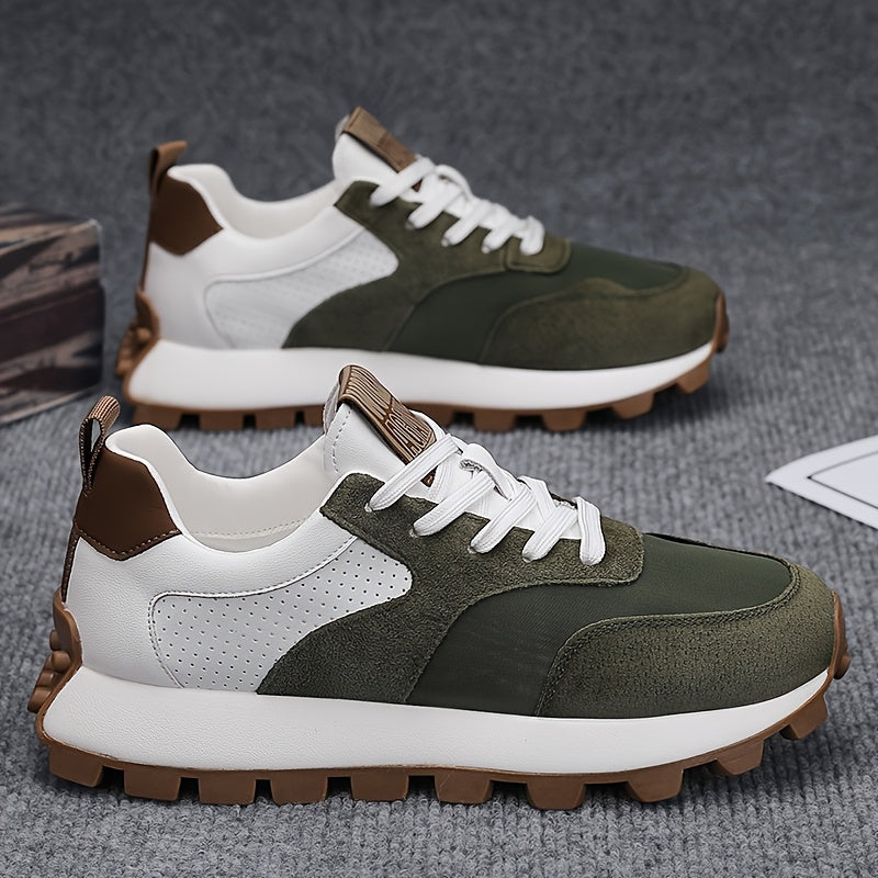 2025 Spring Men'S Breathable Low-Top Sneakers - Thickened Cushioned Rubber Sole, Men'S New Breathable Mesh Platform Dad Shoes Casual Height Increase Sports Shoes