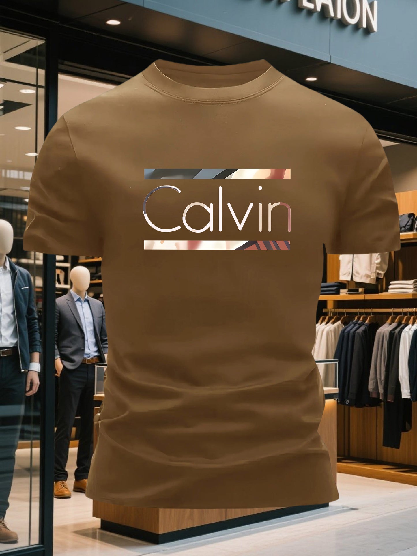 Men'S Bright Pink CALVI Graphic T-Shirt - Soft Breathable 100% Cotton Crewneck Tee, Everyday Casual Shirt for Office, Outings Gym - Minimalist Modern Top, Comfortable Clothing, Stylish Letter Print, Durable Fabric, Short Sl