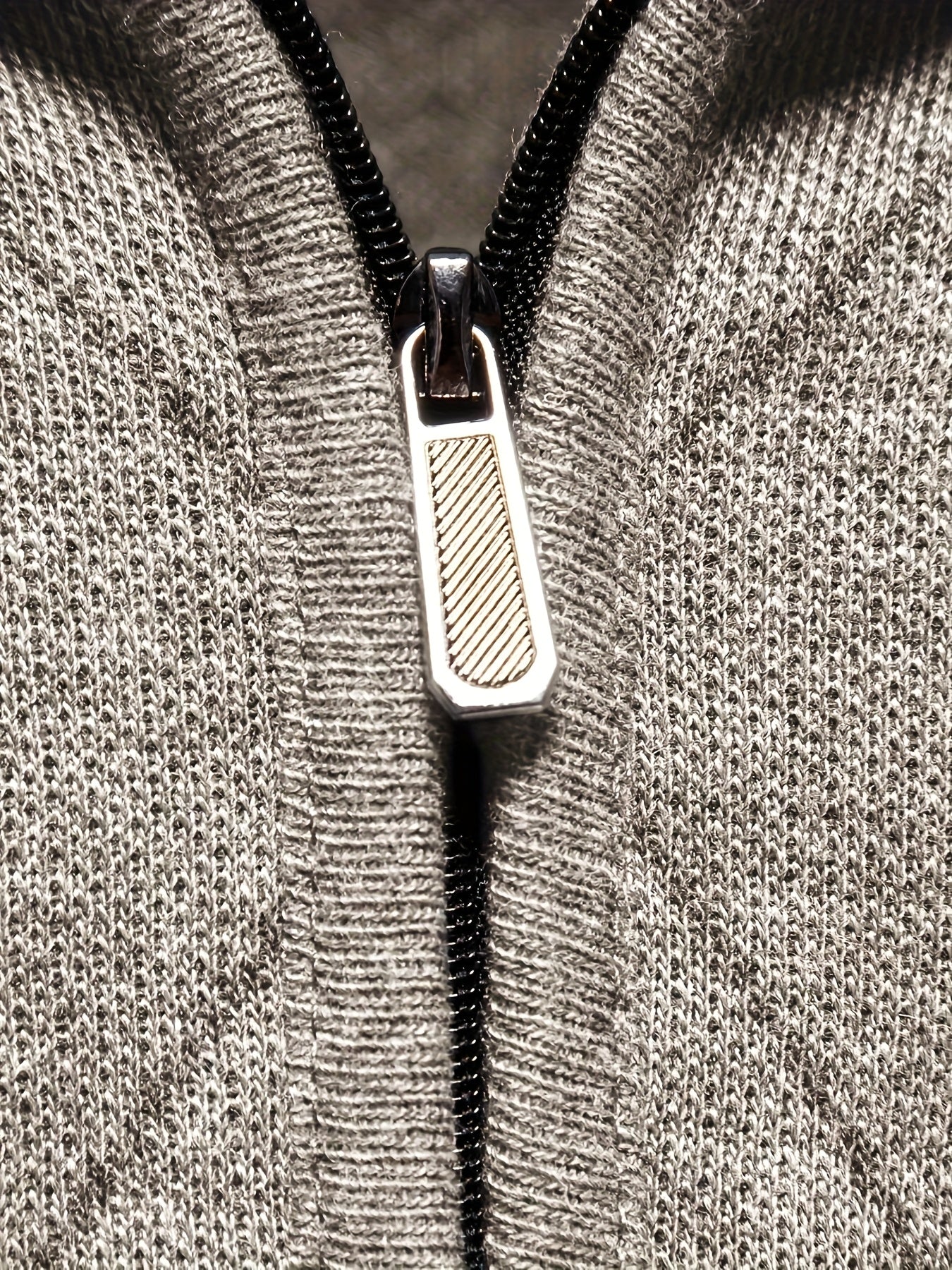 Men's Casual Quarter Zip Knit Sweater with Geometric Pattern