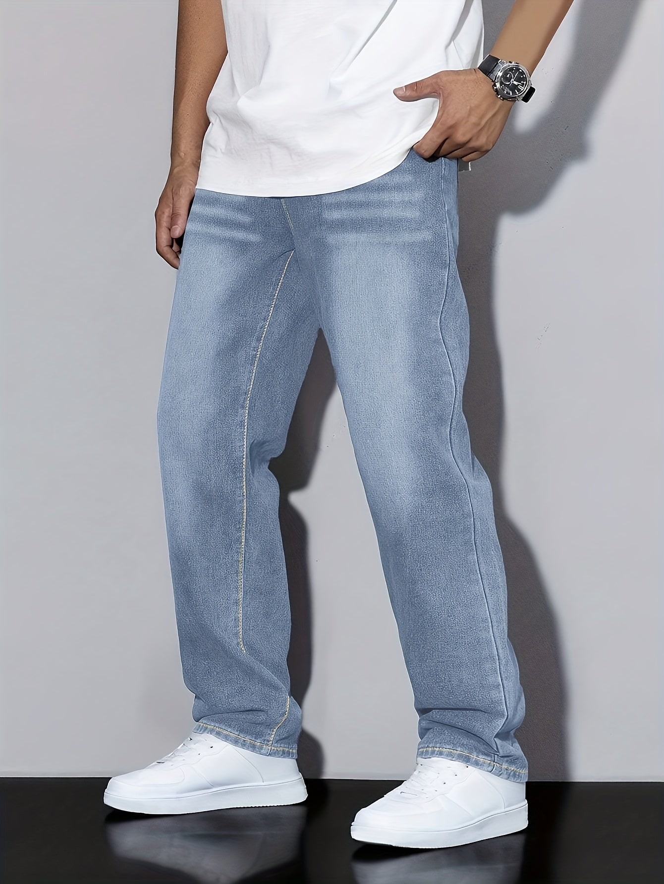 Light Blue Slim Fit Denim Jeans for Teens - Casual Style