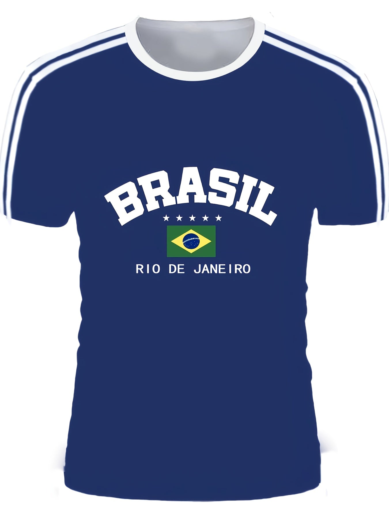 Men'S Casual Short-Sleeve T-Shirt with 3D Digital Printing, Round Neck, Brazilian Style, Made of Slightly Stretchy Polyester Knit Fabric, Suitable for Summer Outdoor Activities And Everyday Wear.
