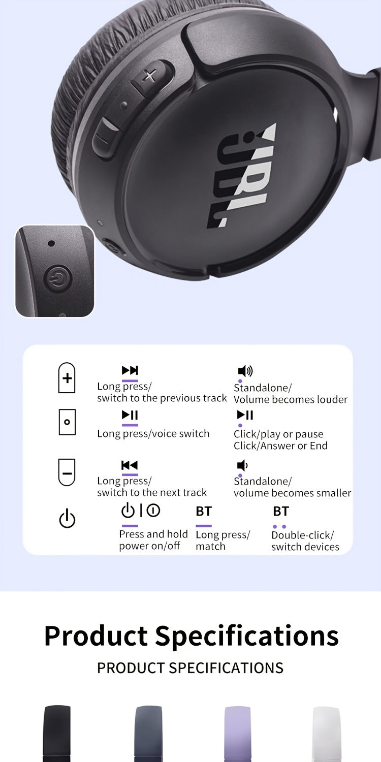 Ideal for Travel, Work, Home, And Gym, The JBL T520BT Wireless Headphones Feature Deep Bass, Long Battery Life, And a Comfortable Fit