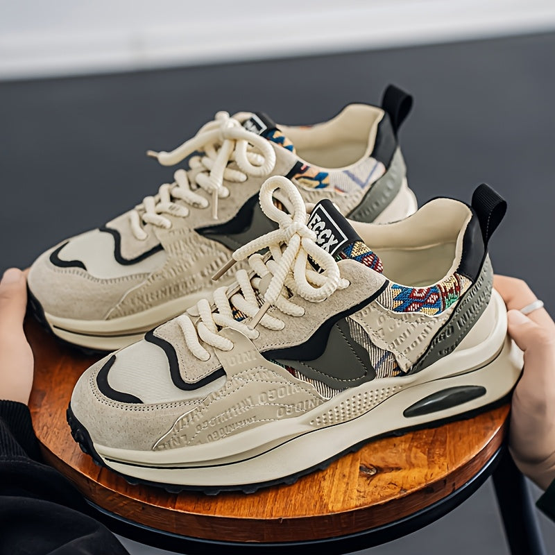 Men's Lightweight Casual Sneakers - Breathable PU Upper, Cushioned PVC Sole, Lace-Up Low-Top Design for Streetwear Outdoor Comfort - All-Season Versatile Shoes, Everyday Footwear, Sleek Athletic Design, Fabric Lined Interio
