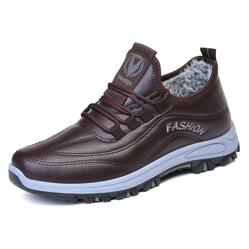 Men'S Winter Shoes - Lightweight Cold Weather Sneakers with Non-Slip Rubber Sole, Brown Formal & Casual Shoes for Dad, Everyday & Formal Events - Easy-Clean Synthetic Upper, Seasonal Footwear, Sleek Design, Comfortable Fit, L