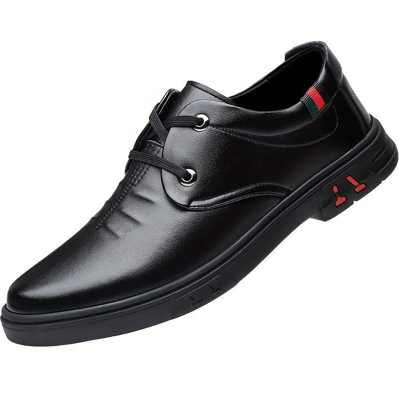Men'S Slip-On Loafers - Black Business Casual Shoes with Red Accents, Round Toe Soft Sole for Office or Casual Attire, Business Casual Shoes Stylish Loafers Durable TPU Sole