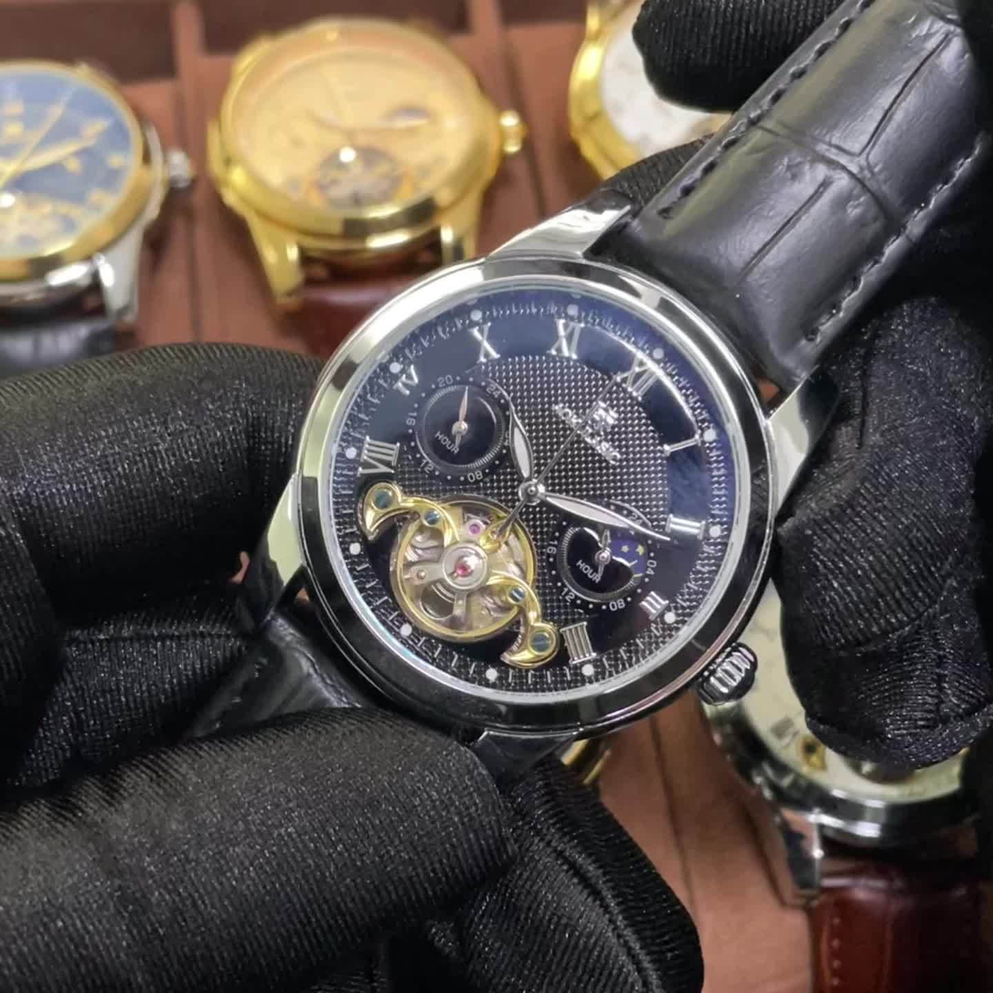 Large Gyroscopic Fully Automatic Mechanical Watch Men's Moon Phase Fashionable Versatile Wristwatch