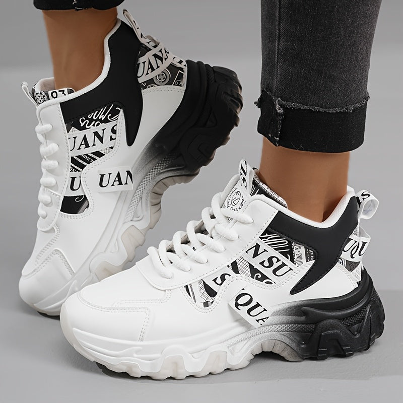 1 Pair Women'S Fashion Sneakers - Lightweight All-Season Running Shoes with Polyurethane Upper, Fabric Inner Insole, Rubber Sole