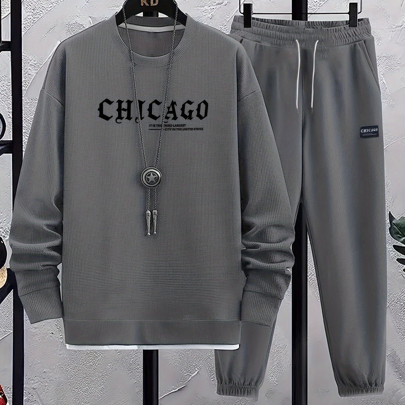 Men'S Casual Long Sleeve Print Suit Set