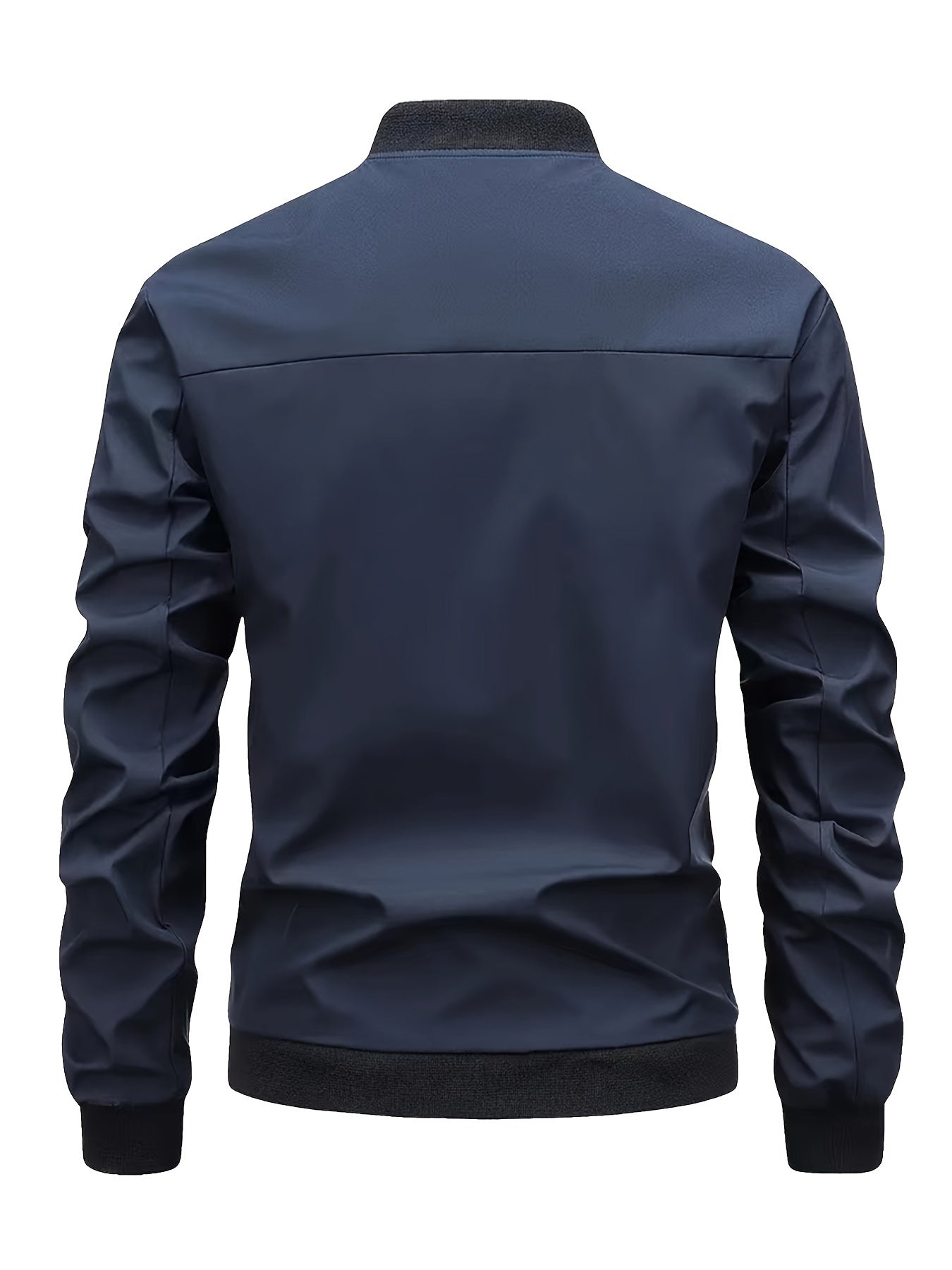 Men's Stylish Windproof Jacket - Solid Color, Stand Collar, Zip-Up with Pockets, Lightweight Polyester for All Seasons, Casual & Outdoor Wear, Allseason Jacket | Zipup Jacket | Polyester Jacket, Windbreaker Jacket