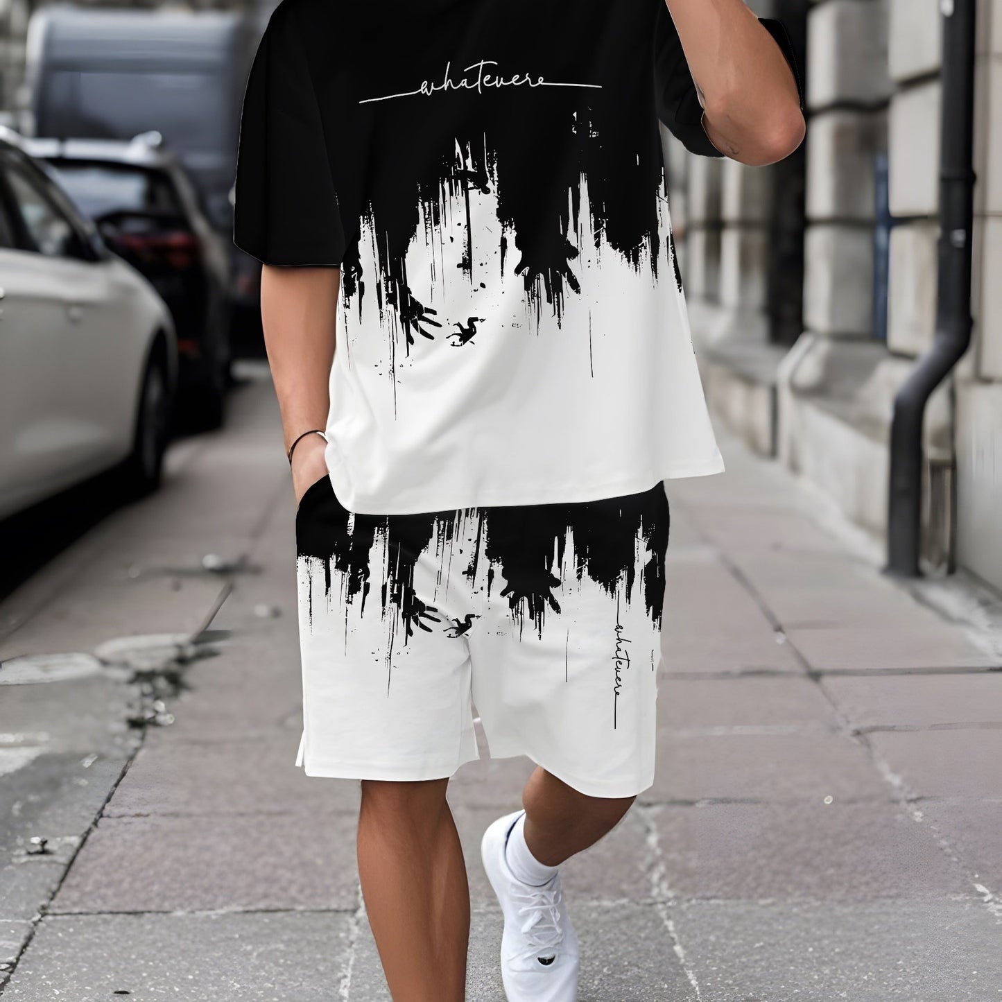 Men'S Print Short-Sleeve T-Shirt And Shorts Set, Breathable Outdoor Casual Sports Outfit, Summer 3D Print Set for Adult Men.