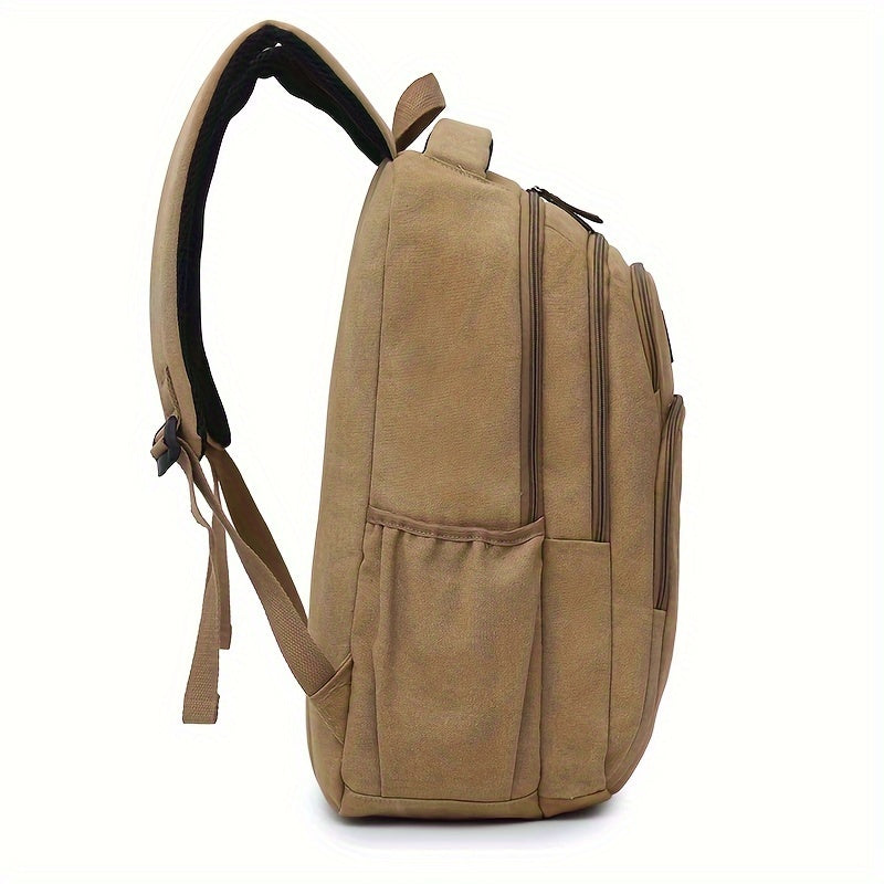Men's Large Capacity Travel Backpack - Lightweight Laptop Bag with 39.62cm Laptop Compartment, Multiple Zippered Pockets, Padded Shoulder Straps - Durable Backpack for Business, School, Vacation - Tan/Brown