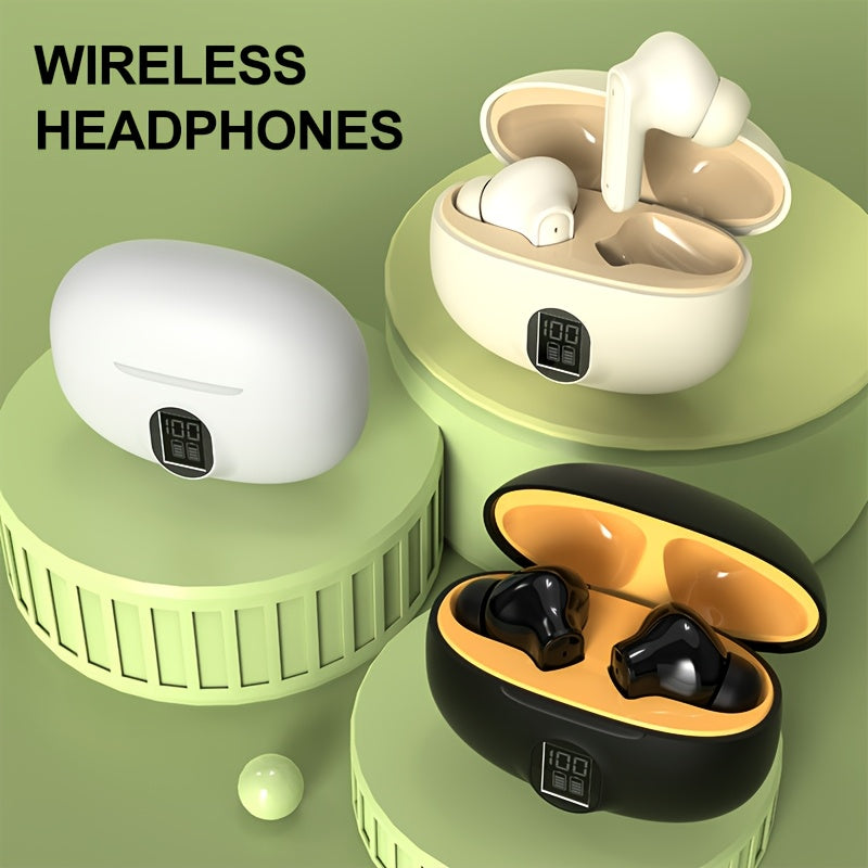 HiFi Sound TWS Wireless Earbuds with HD Display, Touch Controls, Long Battery Life, Wireless 5.0, Comfort Fit for Running, Yoga & Gaming - White, Beige, Black Options