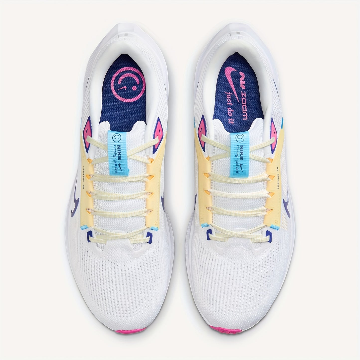 Nike Air Zoom Pegasus 40 Unisex Low-Top Running Shoes - White Pink Accents, Breathable Fabric, Shock-Absorbing Cushioning, Durable Rubber Sole for Gym, Training Casual Wear, Sneakers, Gym Footwear, Modern Athletic, Shocka