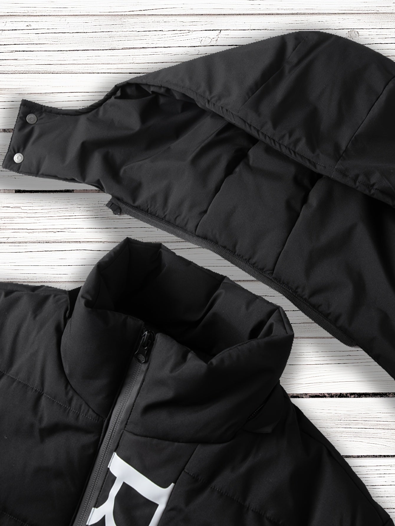 Women's Casual Hooded Jacket with Bold Letter Print, Relaxed Fit Winter Windproof Coat, 100% Polyester Zipper Pockets Mid-Length Outdoor Jacket, Machine Washable Cold Weather Clothing - Perfect Gift for Her