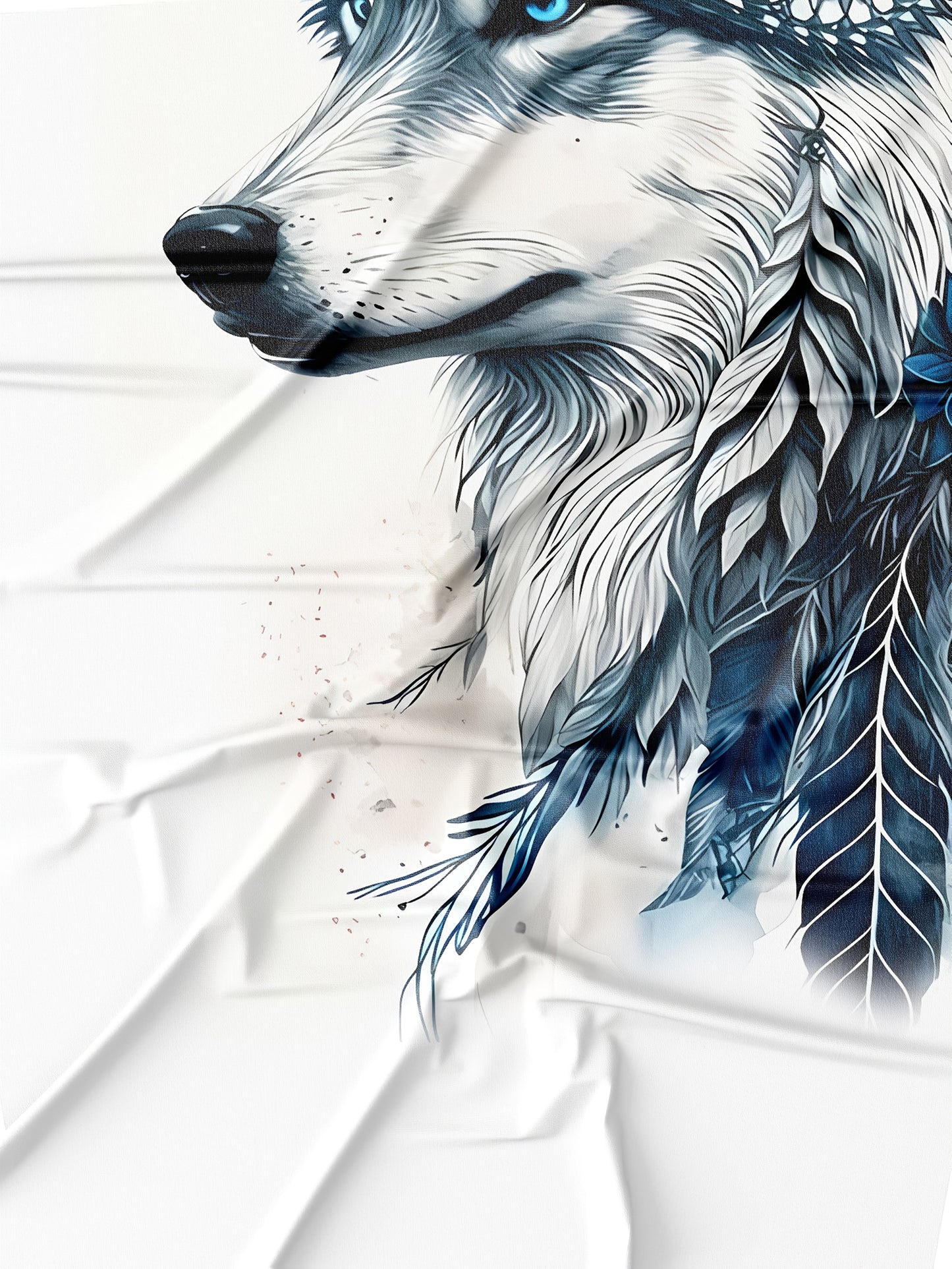 Men's Casual Breathable T-Shirt - White Round Neck Regular Fit, Machine Washable Durable Digital Print for Outdoor Casual Attire, Naturethemed Apparel, Wolf Graphic Tee, Comfortable Fabric